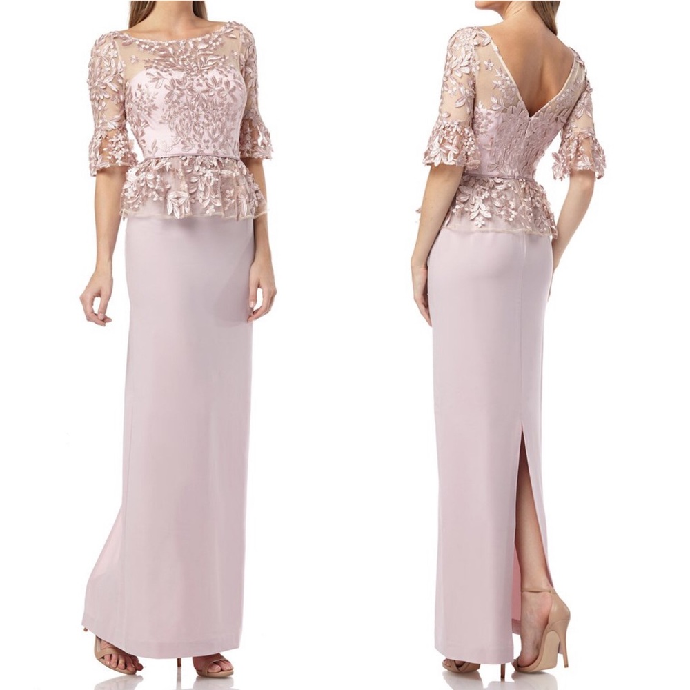 JS Collections 3D LEAF EMBROIDERY ILLUSION NECK size 4